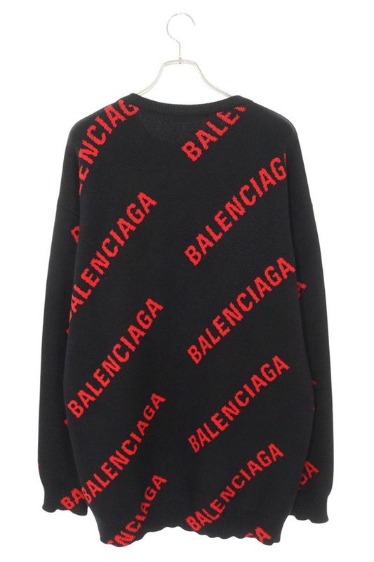 Balenciaga 625970 T3178 Logo All Over Jacquard Oversilhouette Knit Men's S