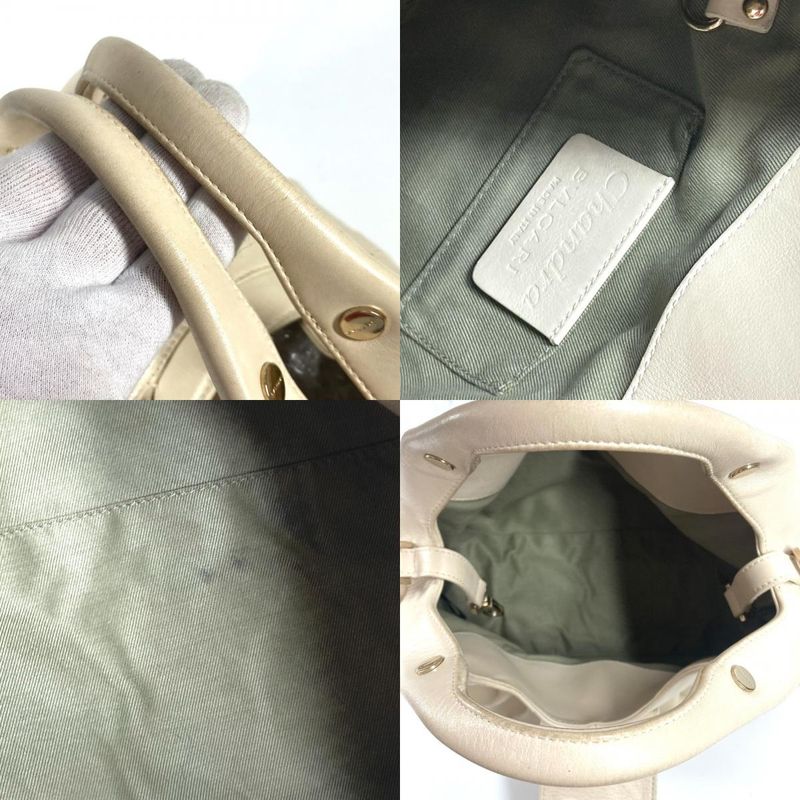Bvlgari Bulgari Handbag Chandra Logo Leather Beige