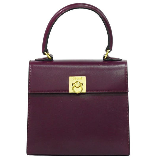 Authentic Celine Leather Handbag Purple Bag Pre-owned [follow-up Discount