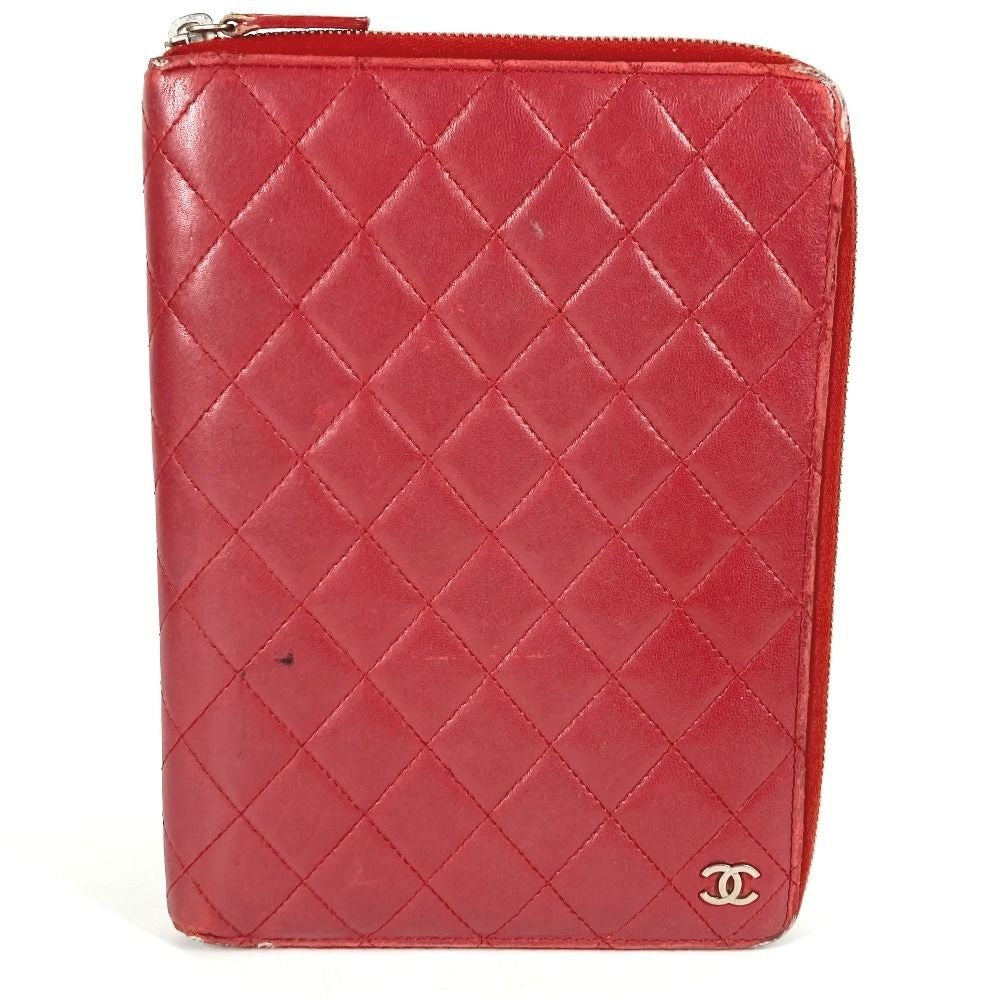Chanel Ipad Case CC Logo Quilted Lambskin Red