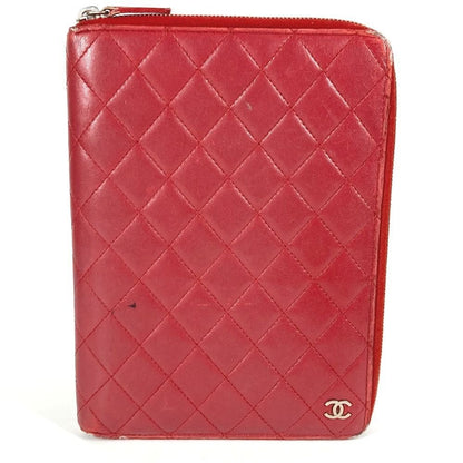 Chanel Ipad Case CC Logo Quilted Lambskin Red