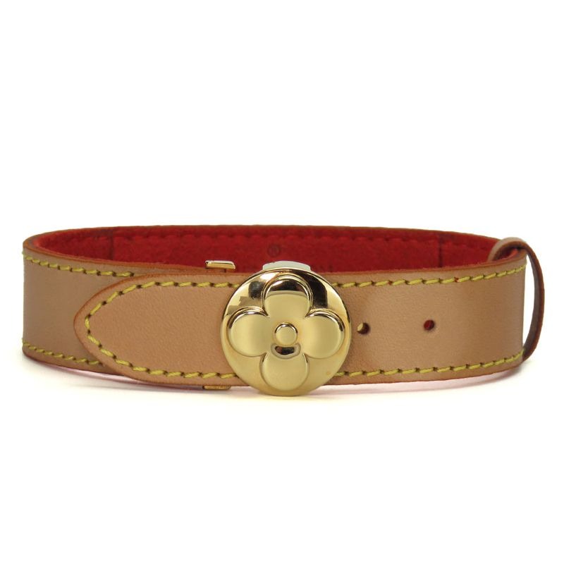 Louis Vuitton Bracelet Good Luck Nubuck Leather Metal Beige