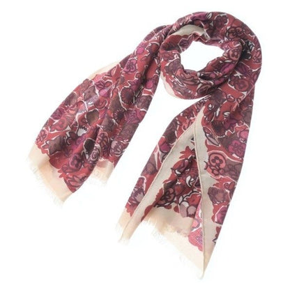 Louis Vuitton Shawl Cashmere Silk Red Brown Pink Scarf
