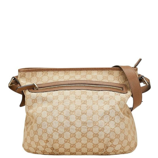 Gucci GG Canvas Crossbody Shoulder Bag Beige Brown