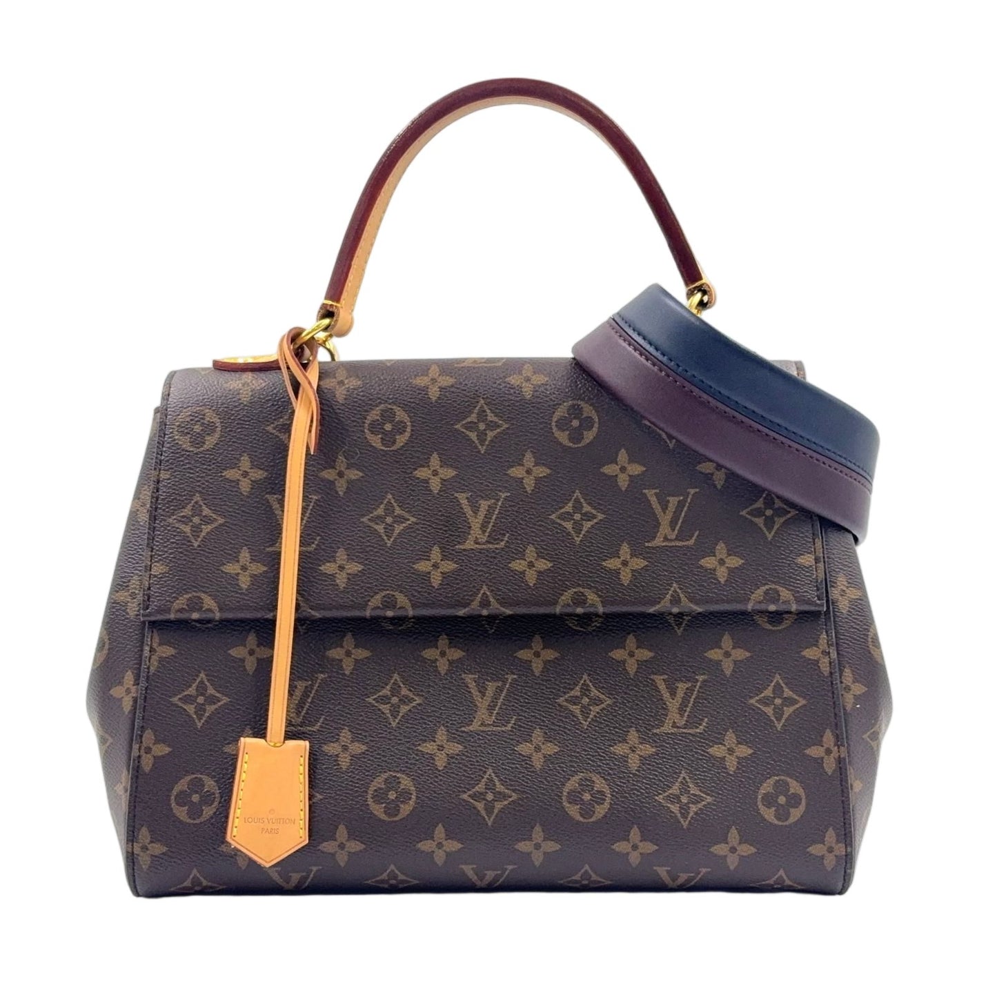 Louis Vuitton Cluny Monogram 2-Way Shoulder Leather Brown Handbag Gold