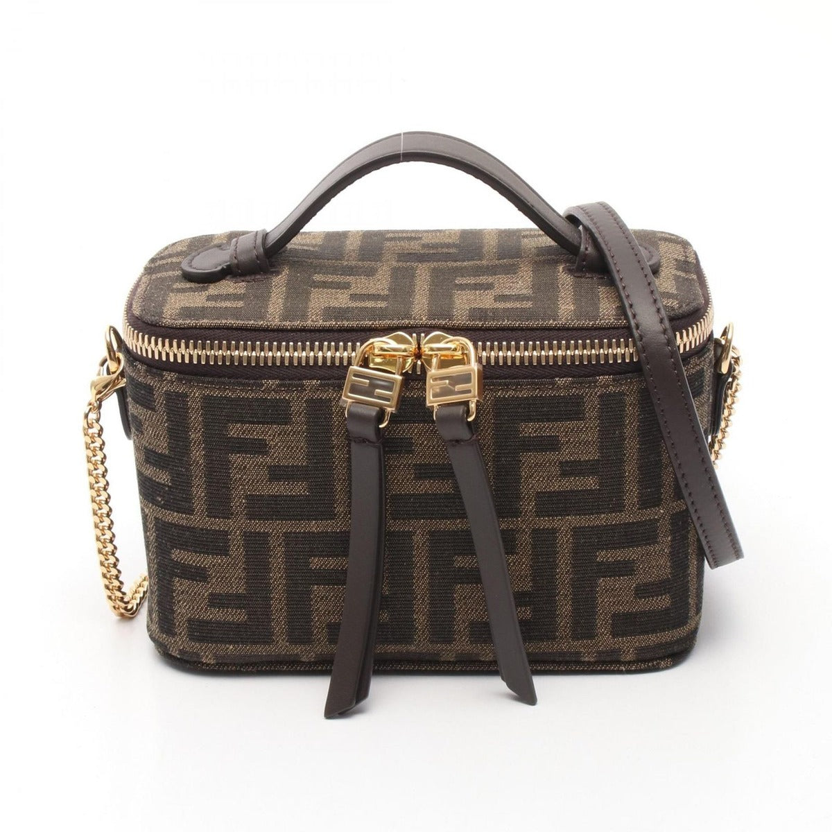 Fendi Handbag Zucca Gl7 Brown Canvas Leather 2-Way Shoulder Bag