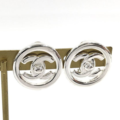 Chanel Earrings Coco Mark Turnlock Plated Silver 97