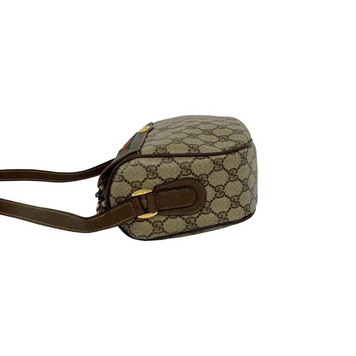 Gucci Vintage Sherry Line GG Logo Leather Shoulder Bag Brown — view 5
