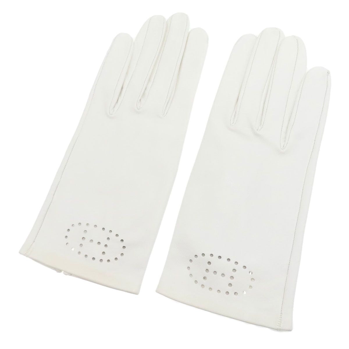 Hermes Logo Leather Gloves
