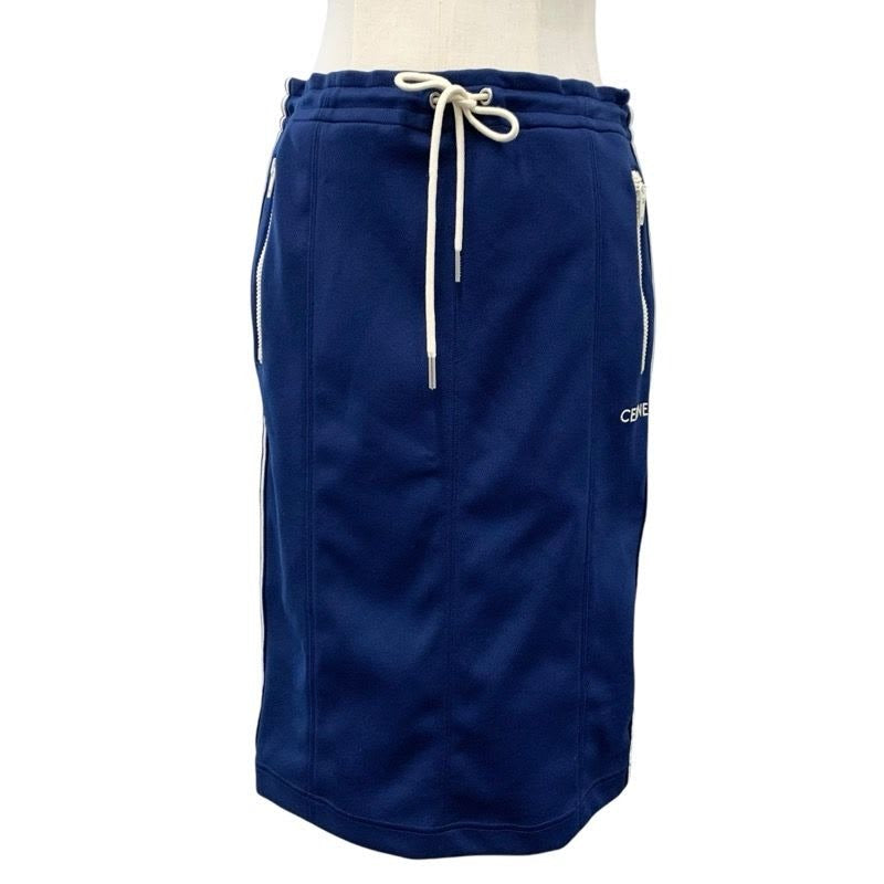 Celine Bottoms Polyester Navy Ivory Skirt Sideline Logo