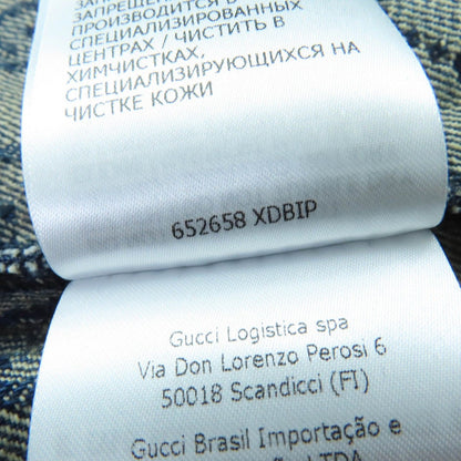 Gucci GG Washed Organic Leather Denim Jacket Indigo 34 with Hanger Made — view 13