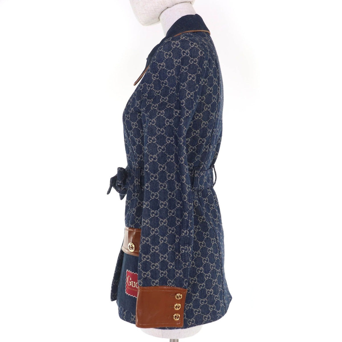 Gucci GG Washed Organic Leather Denim Jacket Indigo 34 with Hanger Made — view 2