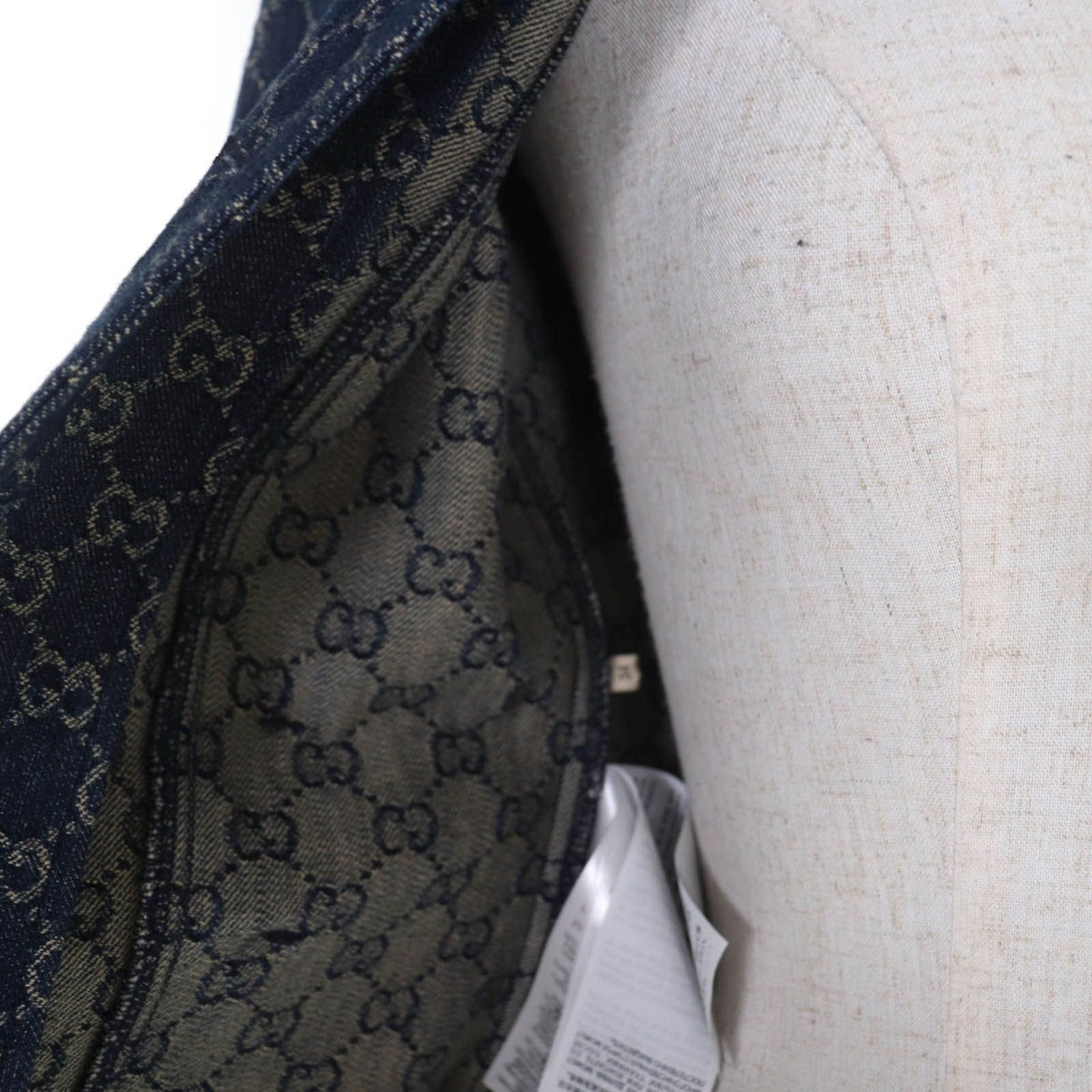 Gucci GG Washed Organic Leather Denim Jacket Indigo 34 with Hanger Made — view 5
