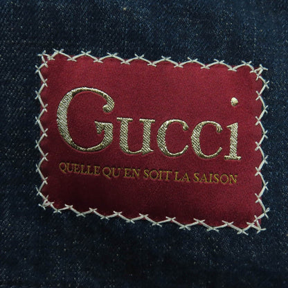 Gucci GG Washed Organic Leather Denim Jacket Indigo 34 with Hanger Made — view 8