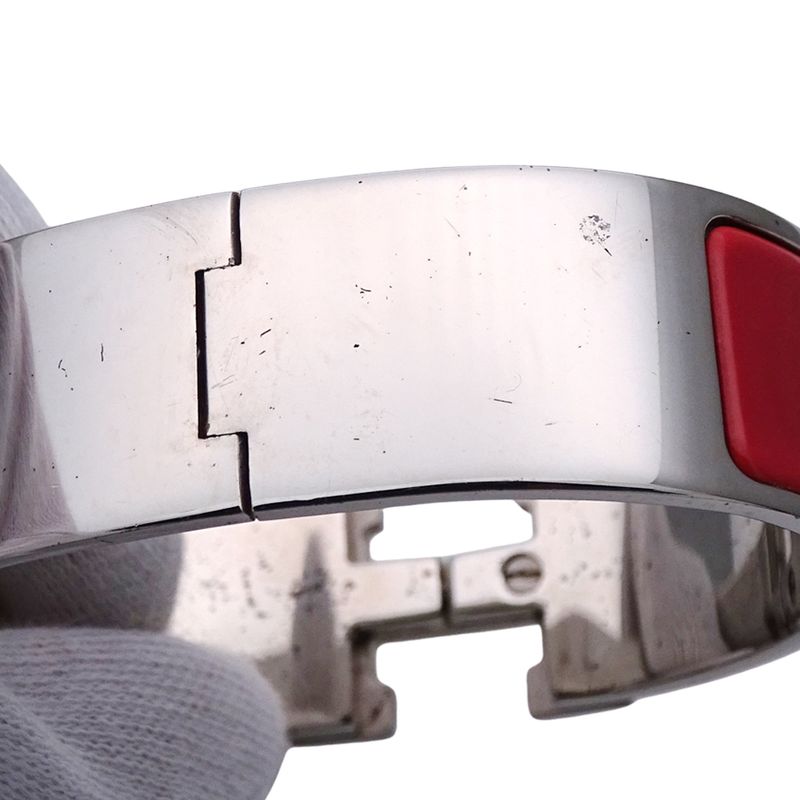 Hermes Bangle Women's Brand Click Classic H GP Silver Red Classy Fashionable E