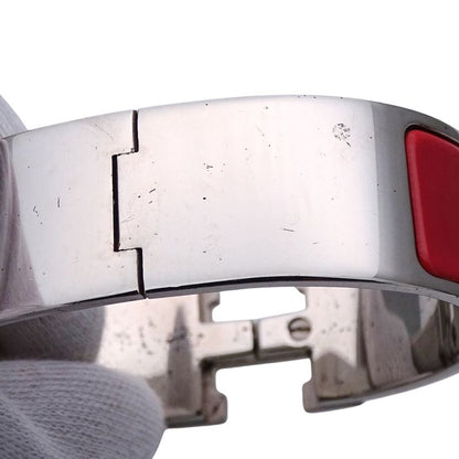 Hermes Bangle Women's Brand Click Classic H GP Silver Red Classy Fashionable E