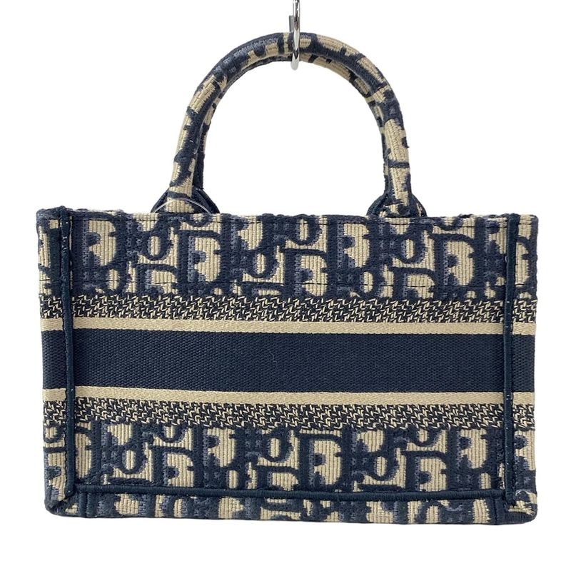 Dior/christian Dior Tote Book Tote Bag Mini Navy Ivory And Blue