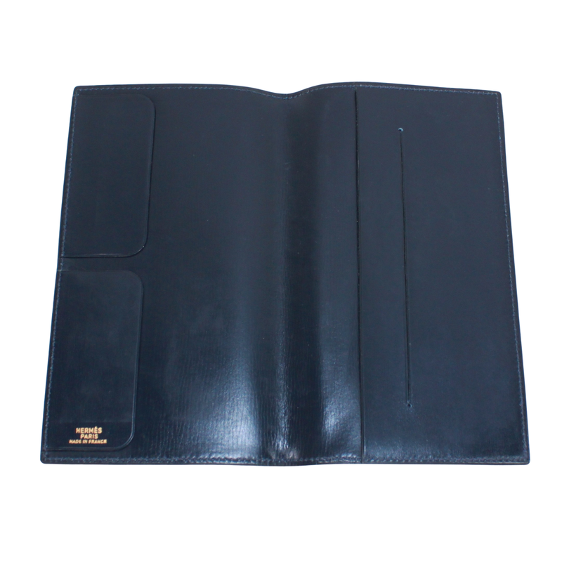 Hermes Notebook Cabas - Leather Navy Wallet (other)