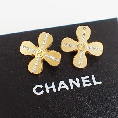 Chanel Earrings CC Gold Stones Flower 86fa446