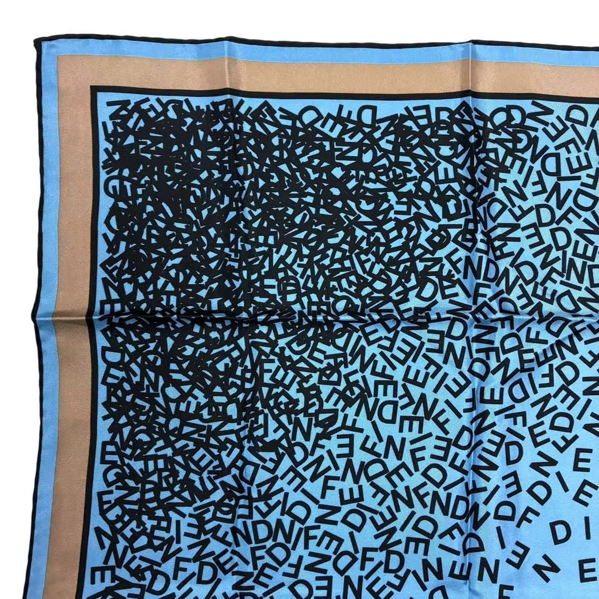 Fendi Scarf 100% Silk Logo Blue — view 3