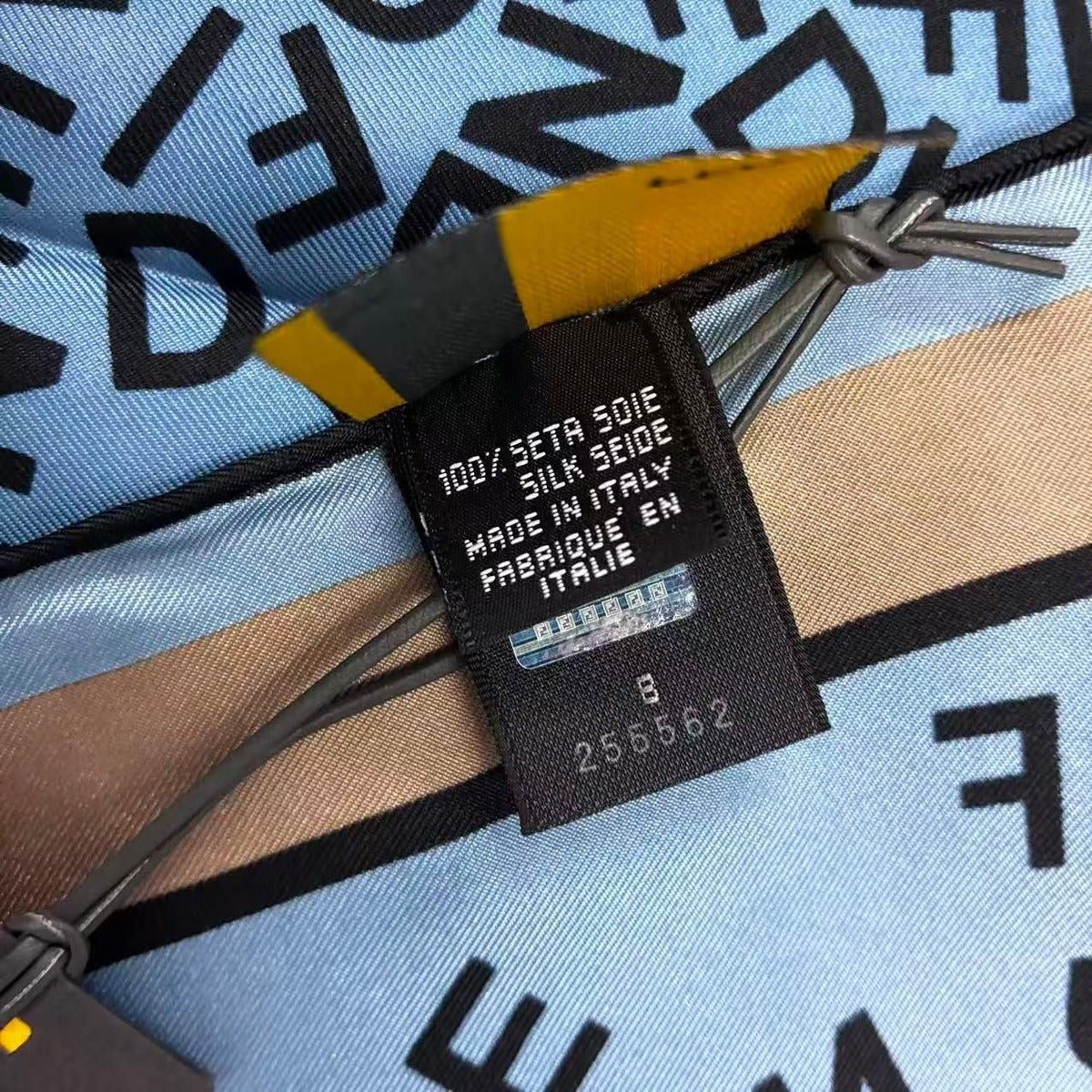 Fendi Scarf 100% Silk Logo Blue — view 10