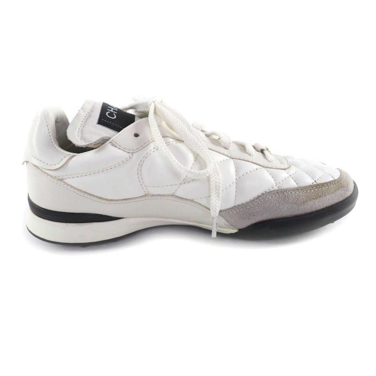 Chanel Quilted Lace-Up Leather Sneakers White 38 — view 5