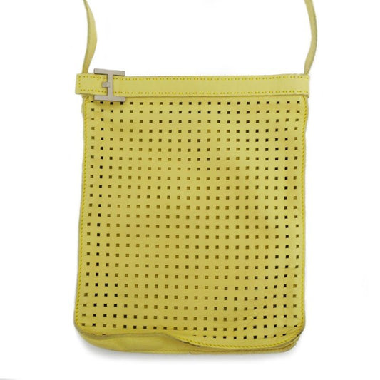 Hermes Tudu Punching Pochette Yellow Silver Hardware Shoulder Bag
