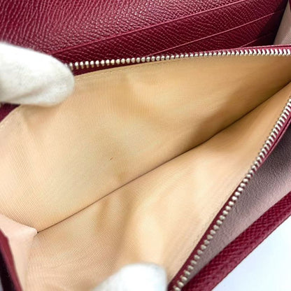 Bvlgari Bifold Leather Red Wallet Silver