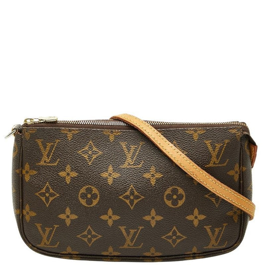 Louis Vuitton Monogram Pochette Brown Leather