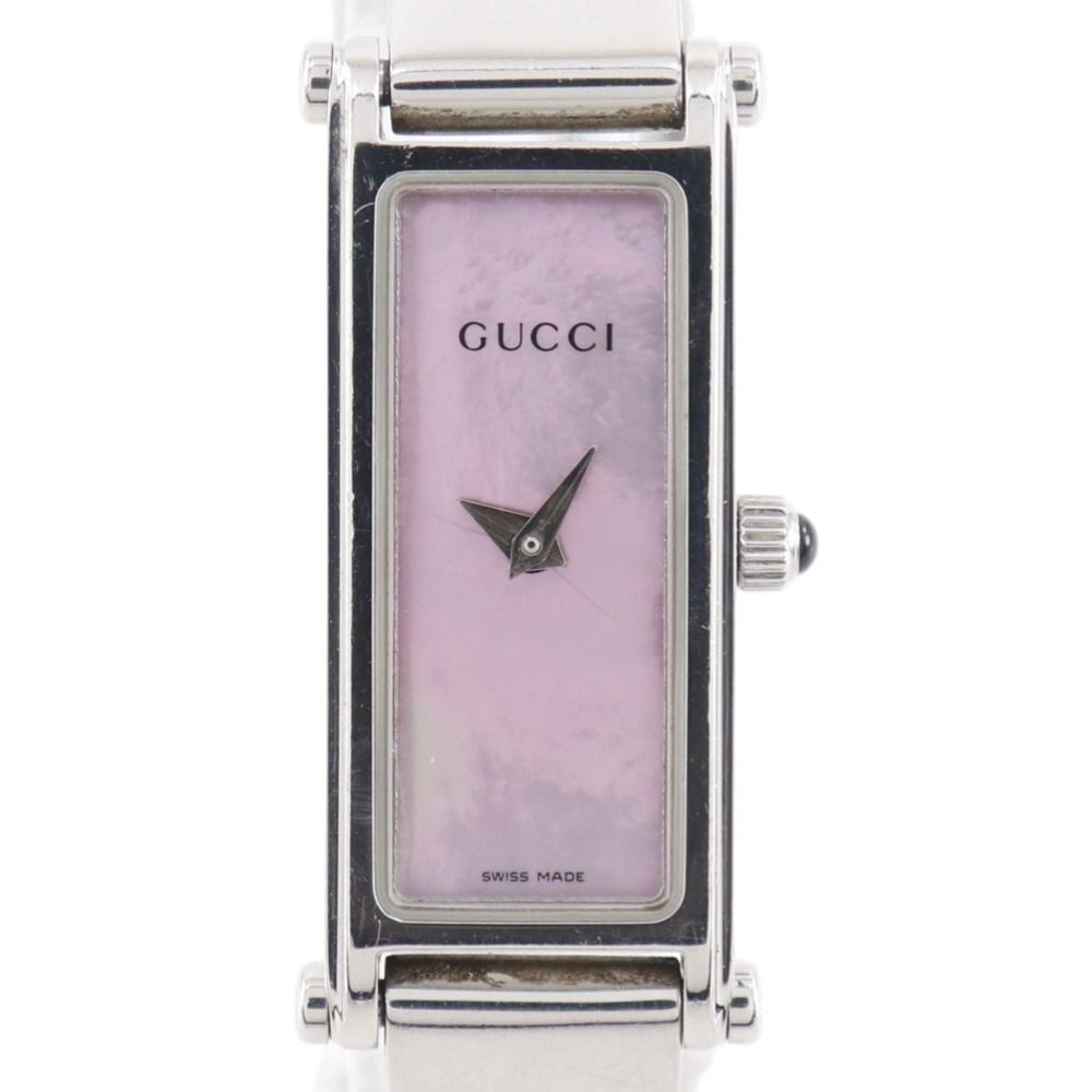 Gucci Stainless Steel Quartz Analog Display Pink Shell Dial Watch