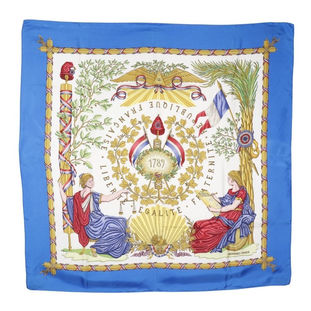 Hermes Carre 90 Silk Blue Scarf