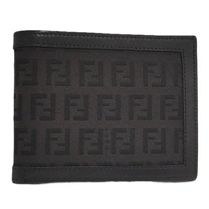 Fendi Bifold Wallet Zucca Leather Canvas Black