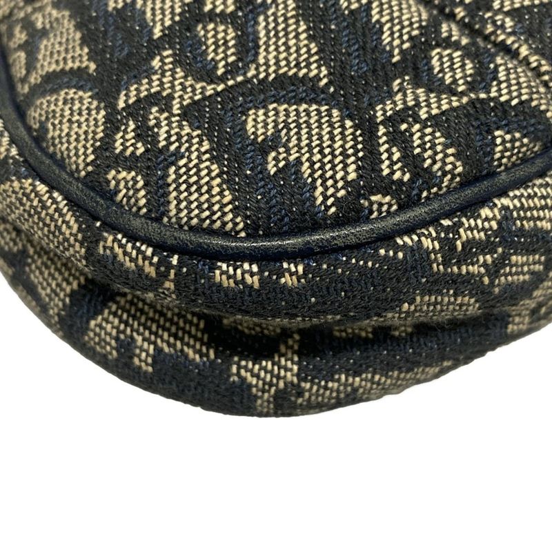 Dior/christian Dior Handbag Saddle Pouch Navy And Ivory Leather