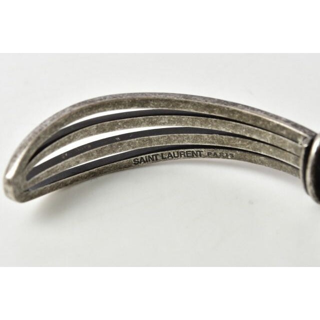 Saint Laurent Bangle Bracelet Cuff Vintage Silver — view 5