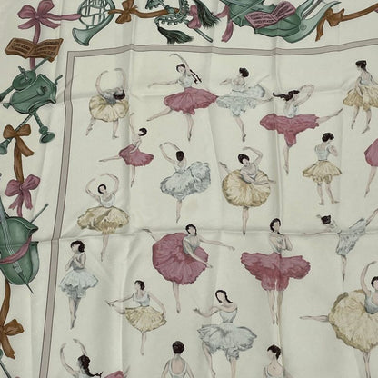 Hermes Carre 90 La Dance Ballet Dancer Ballerina Scarf Silk Beige