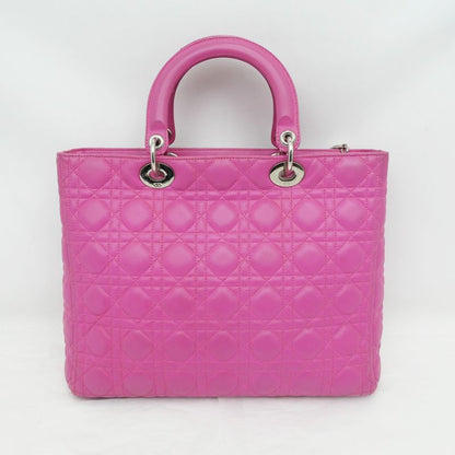 Christian Dior Lady dior Handbag Lady Dior Large Pink Lambskin Ladies