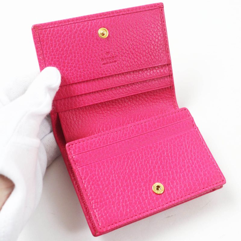 Gucci 456126 GG Marmont Leather Mini Wallet/bifold Wallet Shocking Pink Gold