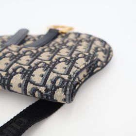 Christian DIOR Oblique Saddle Waist Pouch Jacquard Navy