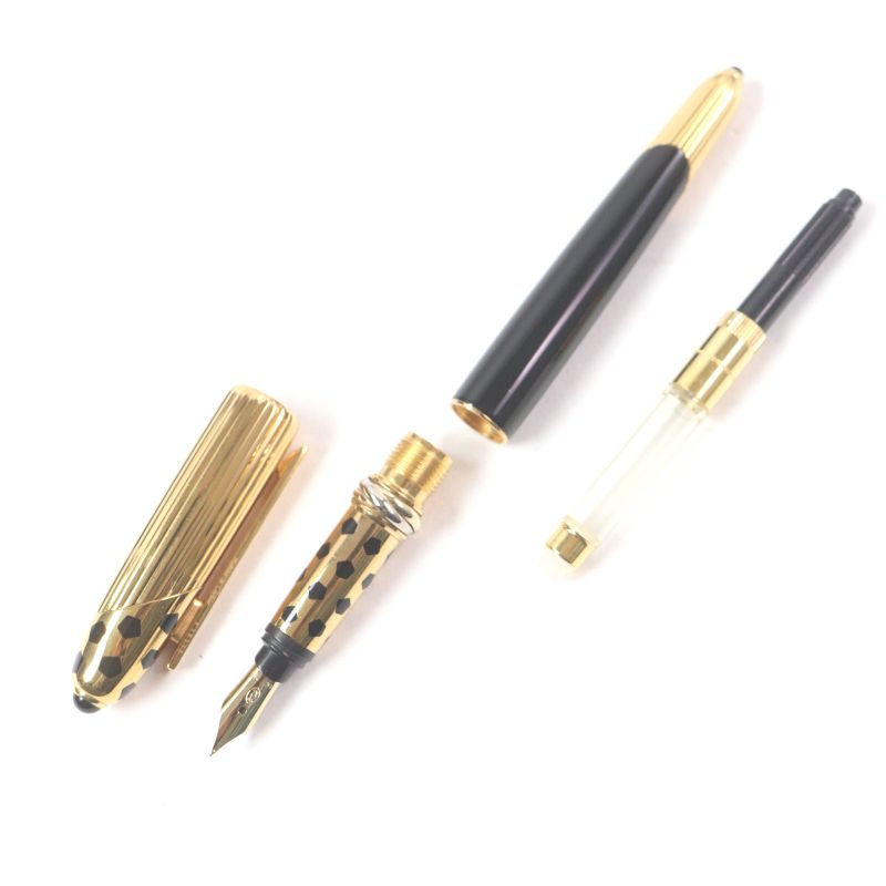 Cartier Panthère De Cartier Nib 18k M Nib Trinity Fountain Pen Black Gold With