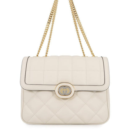 Gucci Shoulder Bag Deco Chain Bag Leather 2-Way White