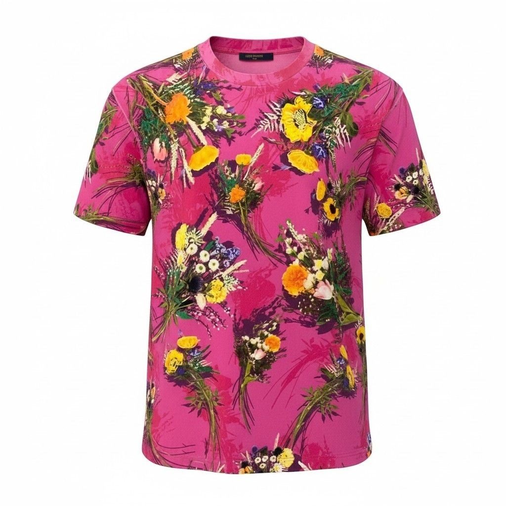 Louis Vuitton Flower Embroidery T-Shirt Flour M Pink
