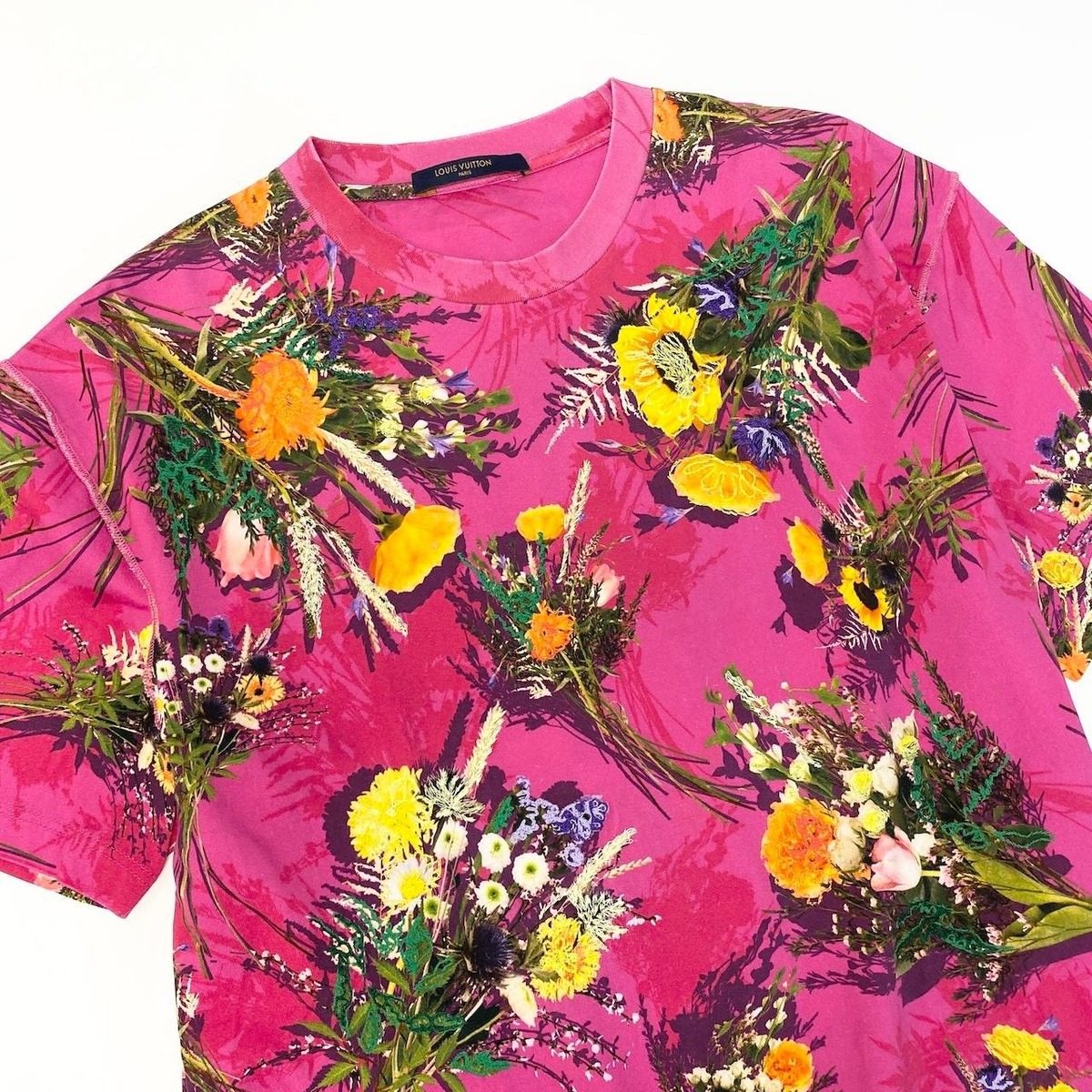 Louis Vuitton Flower Embroidery T-Shirt Flour M Pink — view 4