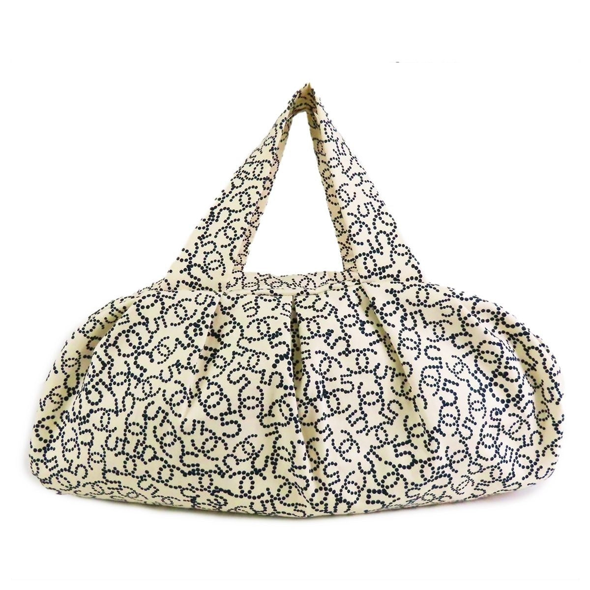 Chanel NO 5 Arabesque Ivory Navy Silver Canvas CC Logo Mini Boston Bag