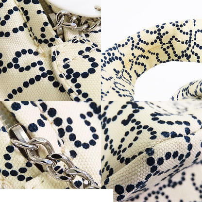 Chanel NO 5 Arabesque Ivory Navy Silver Canvas CC Logo Mini Boston Bag — view 7