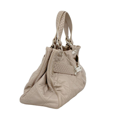 Chanel Tote Quilted Lambskin Light Brown Silver — view 2