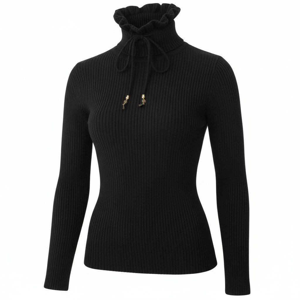 Gucci Drawcord Turtle Neck Knit Sweater S Black