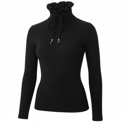 Gucci Drawcord Turtle Neck Knit Sweater S Black