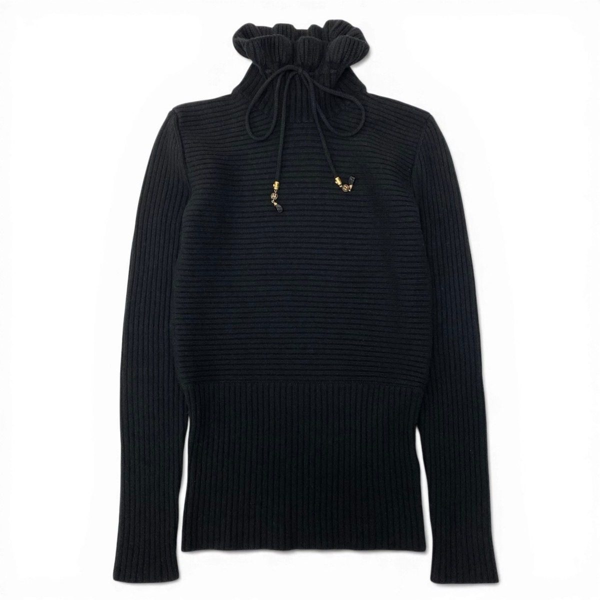 Gucci Drawcord Turtle Neck Knit Sweater S Black — view 2
