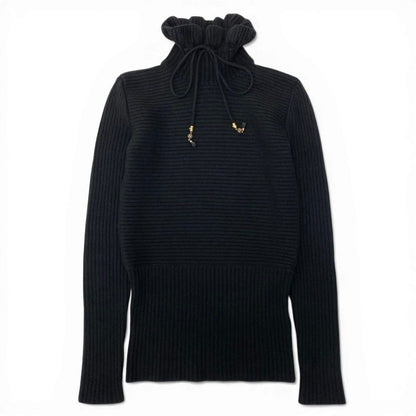 Gucci Drawcord Turtle Neck Knit Sweater S Black — view 2