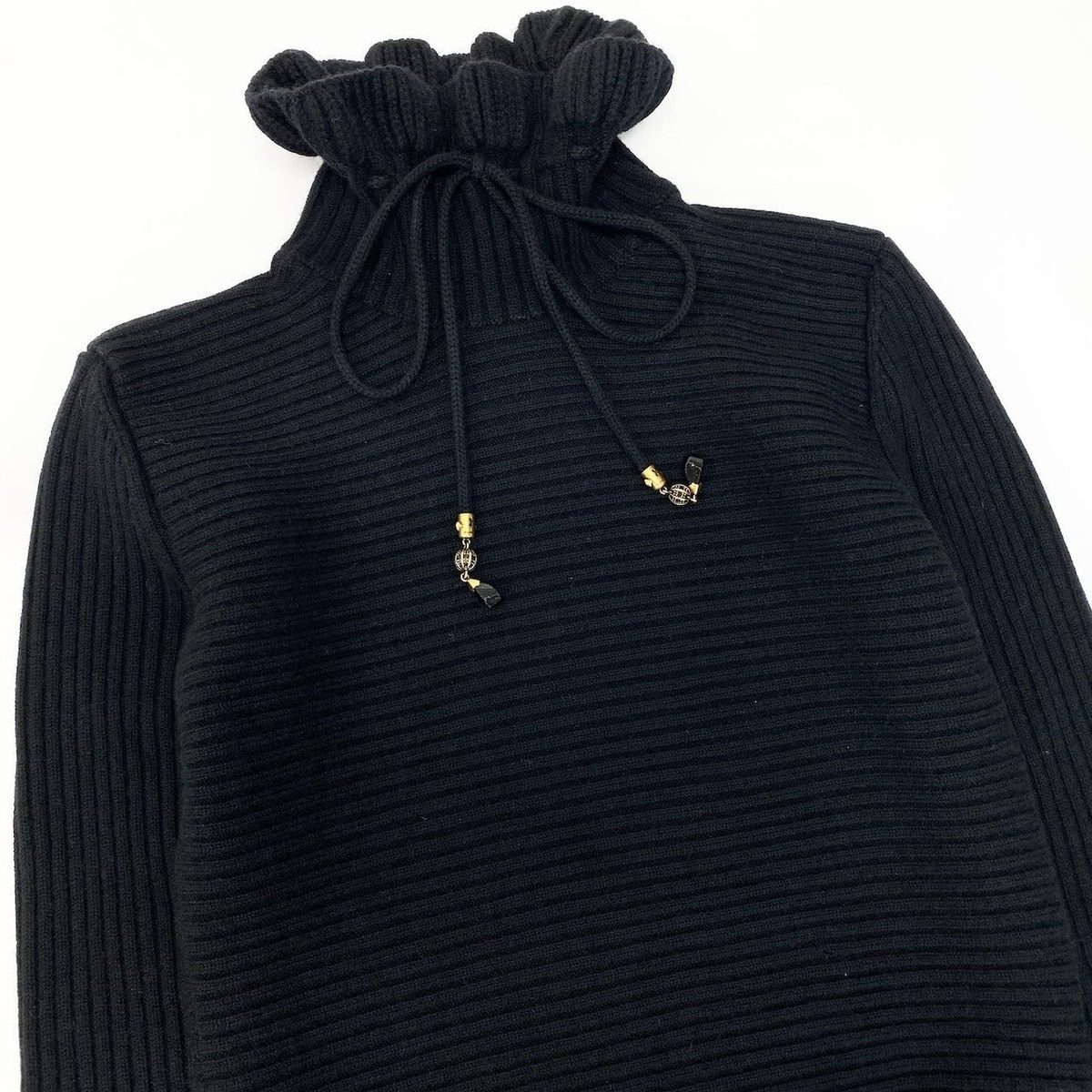 Gucci Drawcord Turtle Neck Knit Sweater S Black — view 5